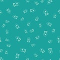 Green First aid kit and warning triangle icon isolated seamless pattern on green background. Must be in the car. Vector