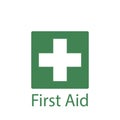 Green First aid medical button sign. Stock Vector illustration isolated on white background