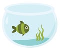Green fish in aquarium, illustration, vector