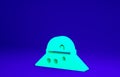 Green Fisherman hat icon isolated on blue background. Minimalism concept. 3d illustration 3D render