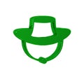 Green Fisherman hat icon isolated on transparent background.