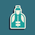 Green Fisherman icon isolated on green background. Long shadow style. Vector