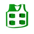 Green Fishing jacket icon isolated on transparent background. Fishing vest.