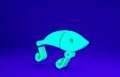 Green Fishing lure icon isolated on blue background. Fishing tackle. Minimalism concept. 3d illustration 3D render