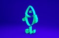 Green Fishing lure icon isolated on blue background. Fishing tackle. Minimalism concept. 3d illustration 3D render