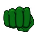 Green fist of the Hulk superhero on a white background. Logotype