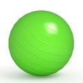 Green fitness ball on white