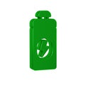 Green Fitness shaker icon isolated on transparent background. Sports shaker bottle with lid for water and protein