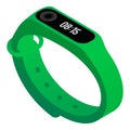 Green fitness tracker icon, isometric style