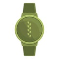 Green fitness watch icon cartoon vector. Sport app