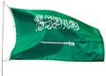 Flag of Saudi Arabia fluttering on flagpole