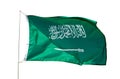 Flag of Saudi Arabia fluttering on flagpole