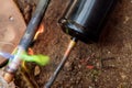 Green flame in copper pipe while joining pipe with fitting