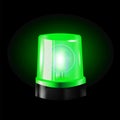 Green flashers Siren Vector. Realistic Object. Light Effect. Beacon For Police Cars Ambulance, Fire Trucks. Emergency Royalty Free Stock Photo