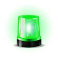 Green flashers Siren Vector. Realistic Object. Light Effect. Beacon For Police Cars Ambulance, Fire Trucks. Emergency Royalty Free Stock Photo