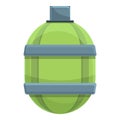 Green flask icon, cartoon style