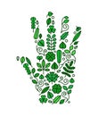 Green flat line plant leaf icon hand concept Royalty Free Stock Photo