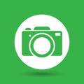 Green flat photo camera icon