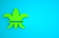 Green Fleur De Lys icon isolated on blue background. Minimalism concept. 3D render illustration Royalty Free Stock Photo