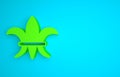 Green Fleur De Lys icon isolated on blue background. Minimalism concept. 3D render illustration Royalty Free Stock Photo