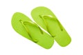 Green flip flops isolated on white background. Top view Royalty Free Stock Photo