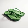 Green Flip Flops on white background