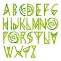 Green floral alphabet font Royalty Free Stock Photo