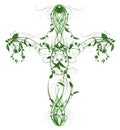 Green Floral Cross on white