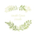 Green floral doodle branch border vector Royalty Free Stock Photo