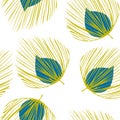 Green Floral Fabric Vector Seamless Pattern. Royalty Free Stock Photo