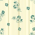 Green Floral Seamless Pattern. Hand drawn flowers on rectilinear background . - Vector Royalty Free Stock Photo