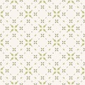 Green floral seamless texture. Geometric pattern with small flowers, leaves Royalty Free Stock Photo