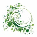 Green Floral Swirl Wall Art Design - Minimalist And Stylish Vector Format Royalty Free Stock Photo