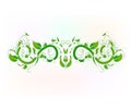 Green floral swirly leaves with flowers ornaments vector image web design