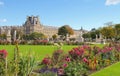 Green and floral Tuileries gardens in Paris Royalty Free Stock Photo
