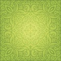 Green floral vintage wallpaper vector decorative design backround mandala Royalty Free Stock Photo