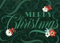 Green Flourish Merry Christmas Card