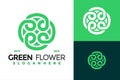Green flower Logo design vector symbol icon illustration Royalty Free Stock Photo
