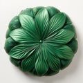 Green Flower Style Pillow: 3d Viscose Pattern Decorated Round Cushion Royalty Free Stock Photo