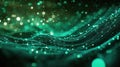 Green flowing particle wave digital data background Royalty Free Stock Photo