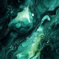 Green fluid art with swirling patterns and organic forms