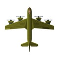 Green Flying Aircraft, Military Air Transport Vector Illustration