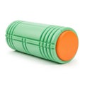 Green foam roller with orange ends isolated on white background Royalty Free Stock Photo
