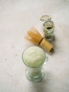 Green foam texture of matcha latte, close up Royalty Free Stock Photo