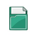 Green folder icon with documents inside representing file management and digital organization of papers for office work Royalty Free Stock Photo