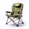 Green folding camping chair on a white background. Generative AI