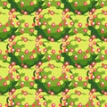 Green foliage and berries seamless pattern