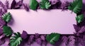 green foliage boarder with purple background AI GENERATED IMAGE Royalty Free Stock Photo