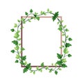 Green foliage frame on white background, square botanical border, natural leafy vector design Royalty Free Stock Photo