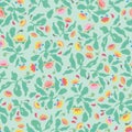 Green folk art floral pattern.